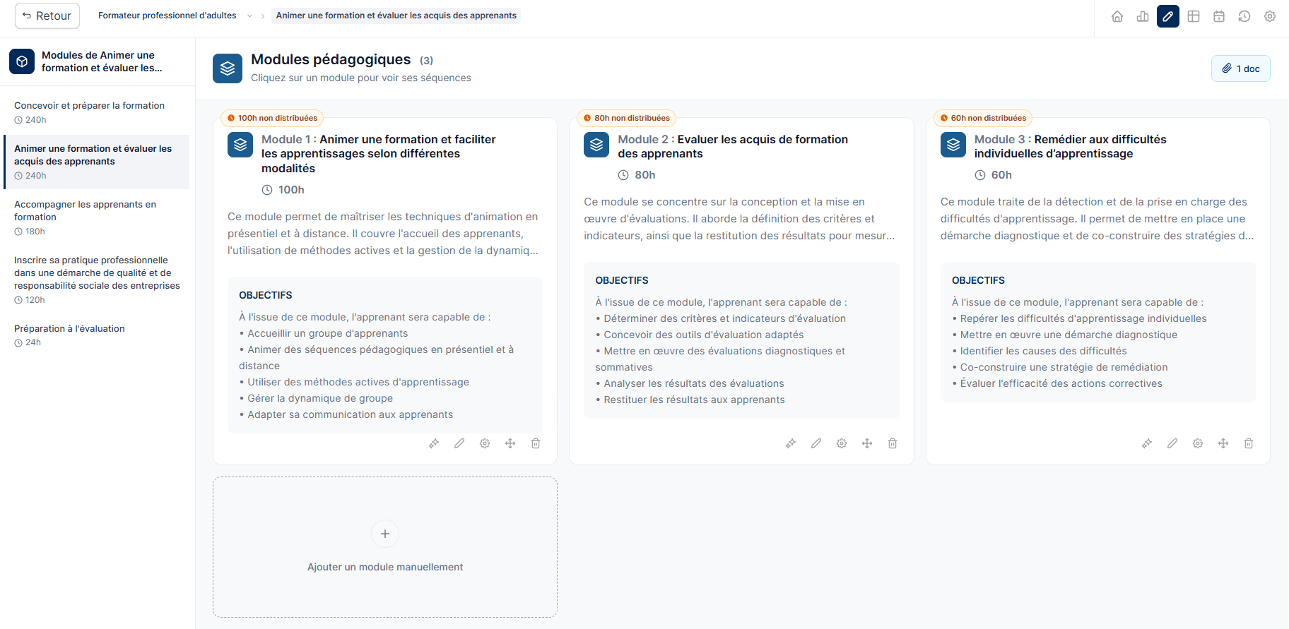 Formation complète générée par Syllabis